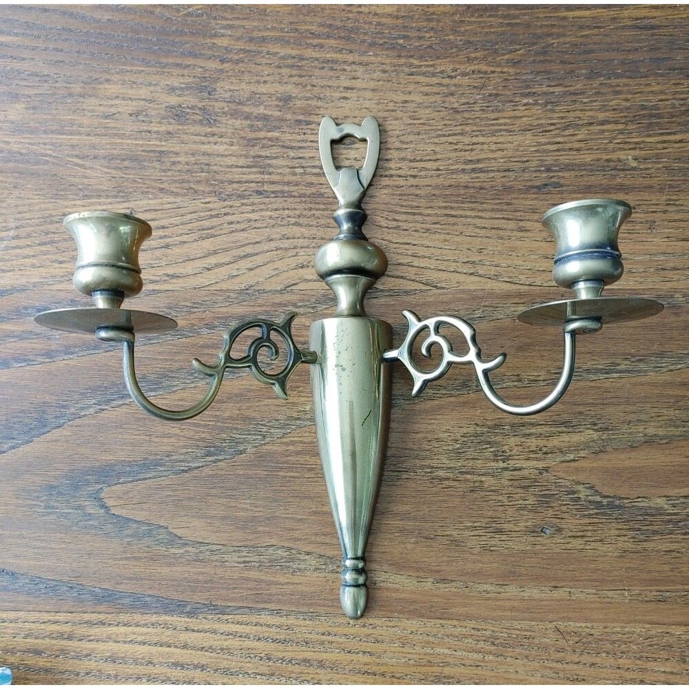 Colonial EB Baldwin Brass Candlestick Holder Wall Sconces Two Arms/Lights Single